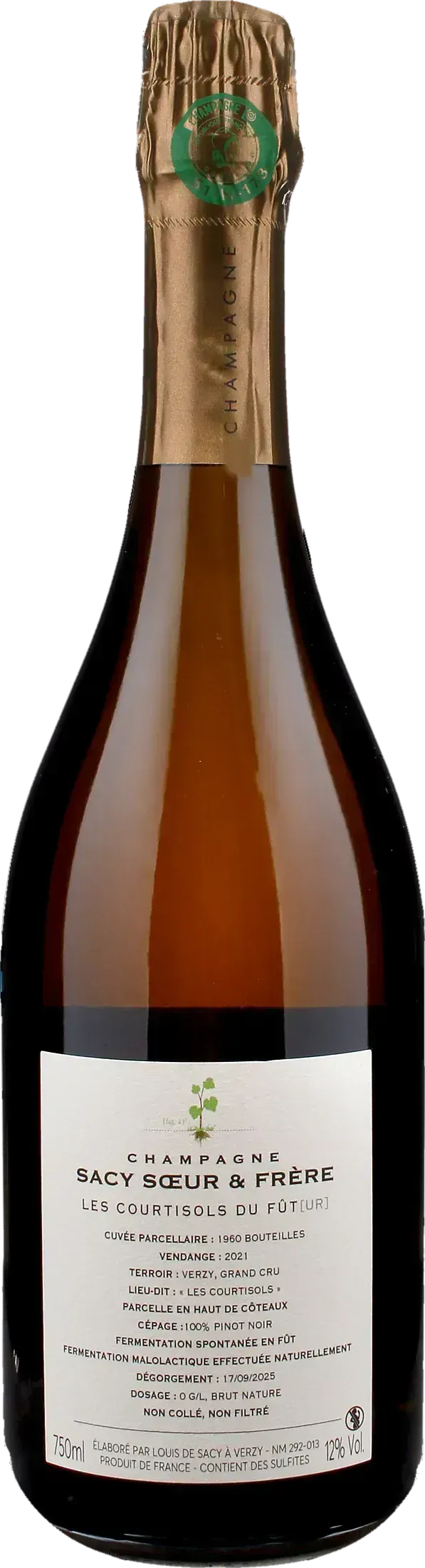 Sacy Soeur et Frere Champagne Les Courtisols du Futur Grand Cru Blanc de Noirs Brut Nature