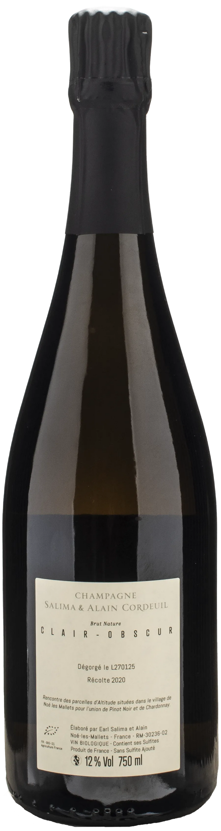 Salima & Alain Cordeuil Champagne Clair Obscur Brut Nature