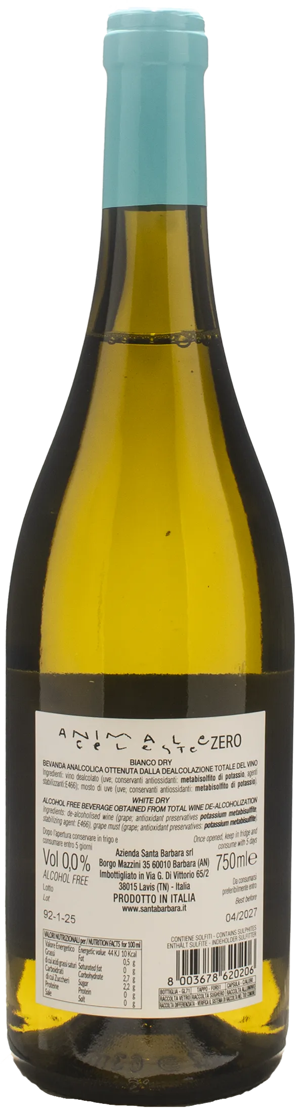 Santa Barbara Stefano Antonucci Animale Celeste Bianco Dry Zero Alcol
