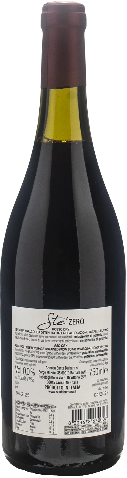 Santa Barbara Stefano Antonucci Ste' Rosso Dry Zero Alcol