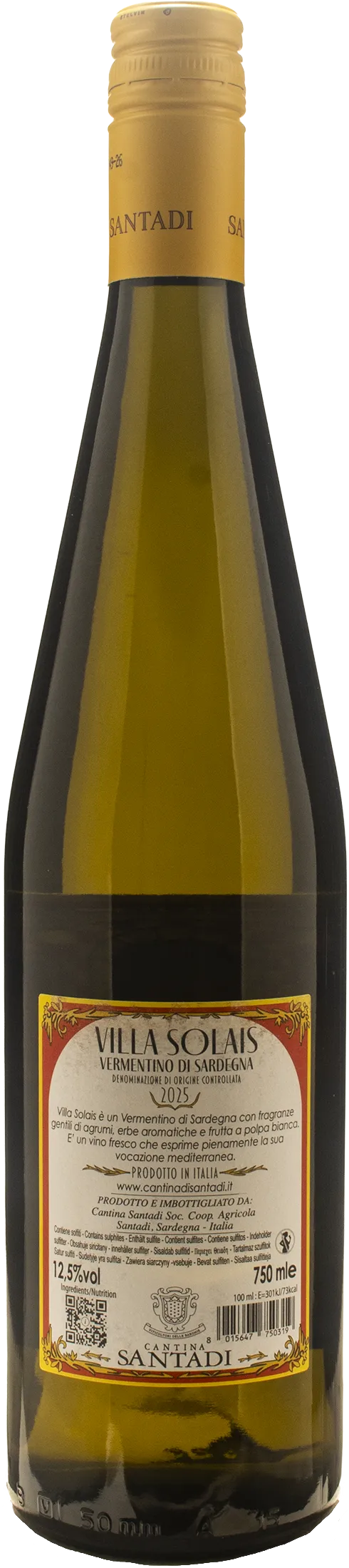 Santadi Vermentino di Sardegna Villa Solais 2025