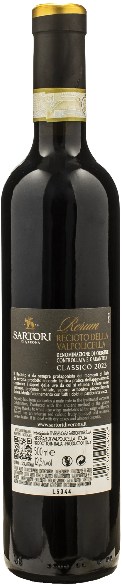 Sartori Recioto della Valpolicella Classico Rerum 0.5L 2023