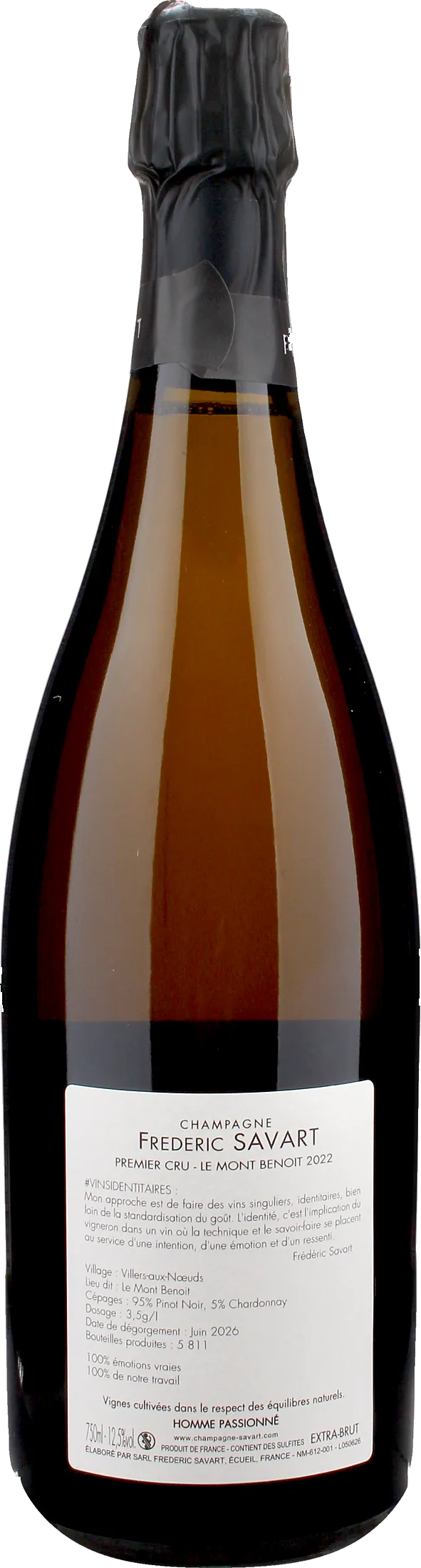 Savart Champagne 1er Cru Extra Brut Le Mont Benoit Villers Aux Noeuds 2022