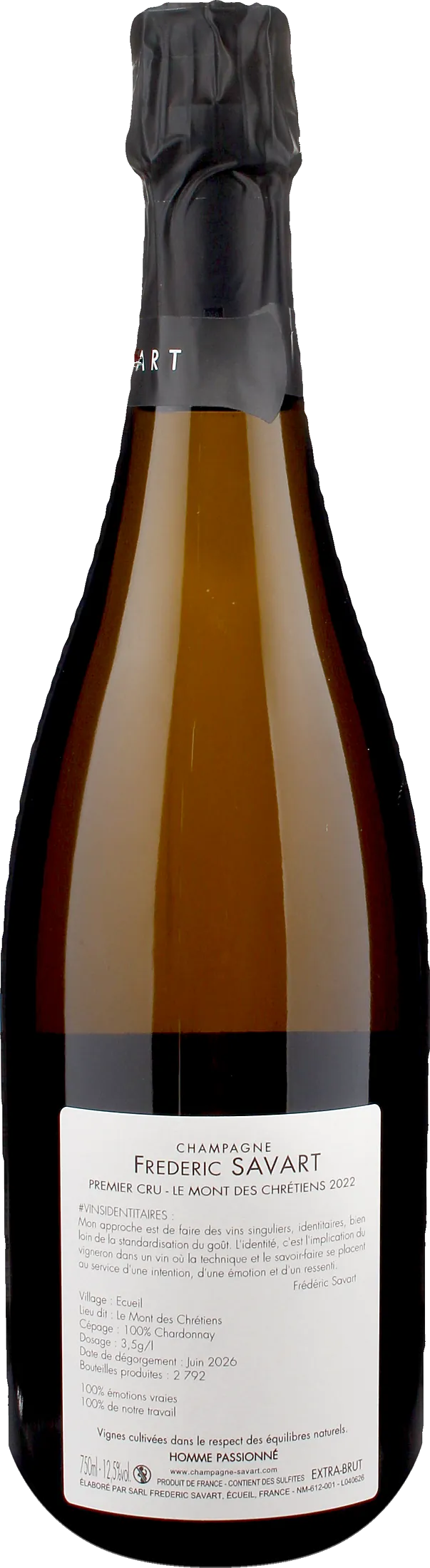 Savart Champagne Ecueil 1er Cru Le Mont des Chretiens Extra Brut 2022