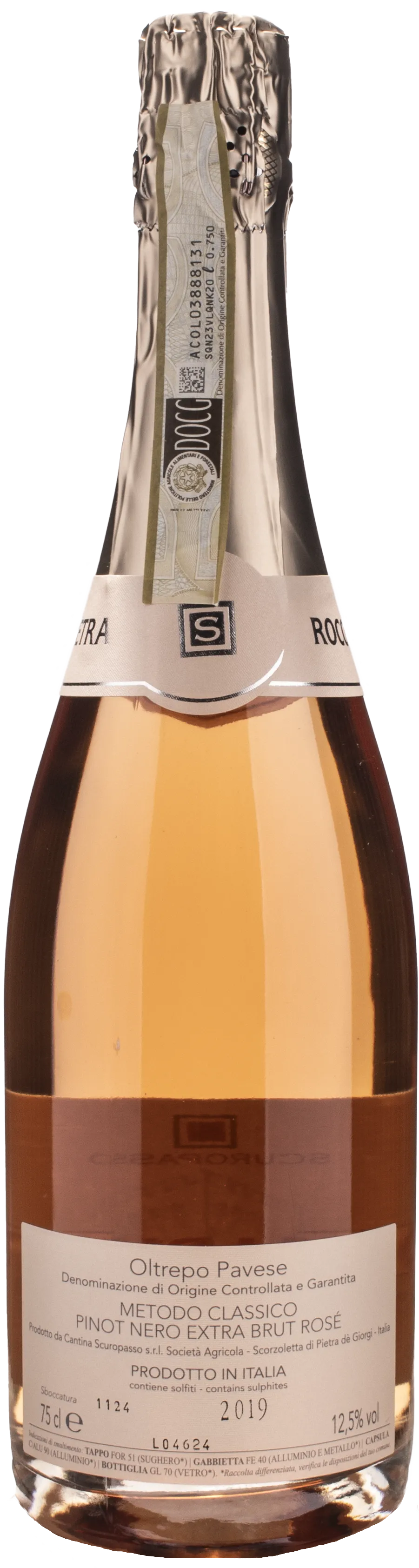 Scuropasso Roccapietra Oltrepo Cruase Rosè Metodo Classico Extra Brut 2019
