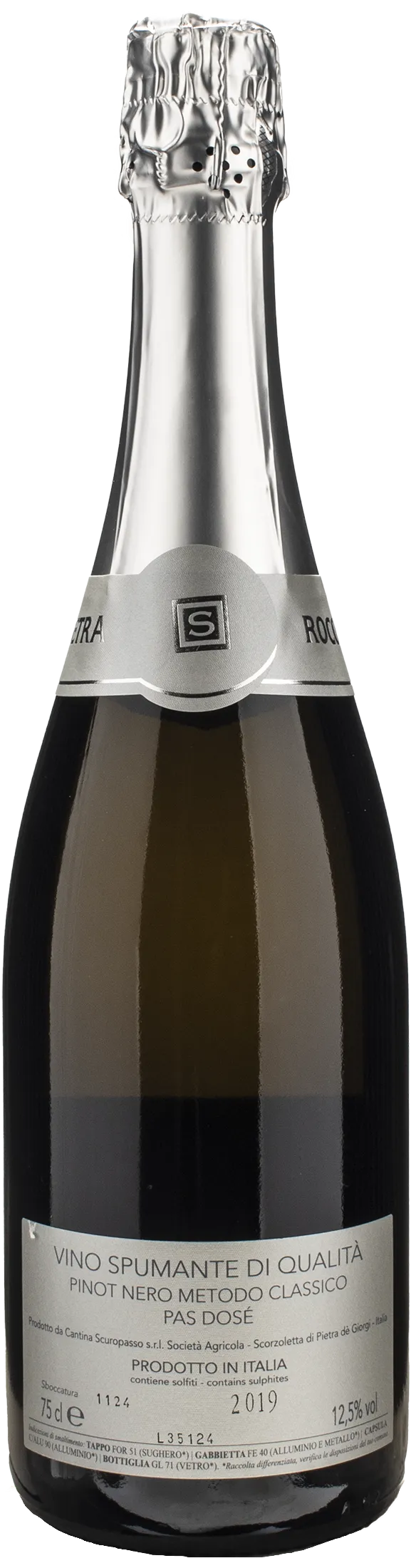Scuropasso Roccapietra Zero Pinot Nero Metodo Classico Pas Dose 2019