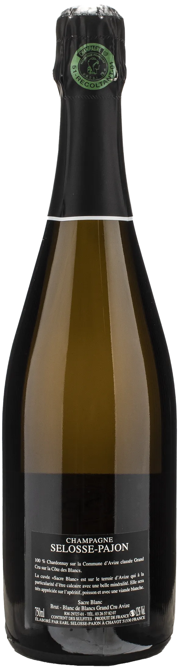 Selosse Pajon Champagne Grand Cru Blanc de Blancs Sacre Blanc