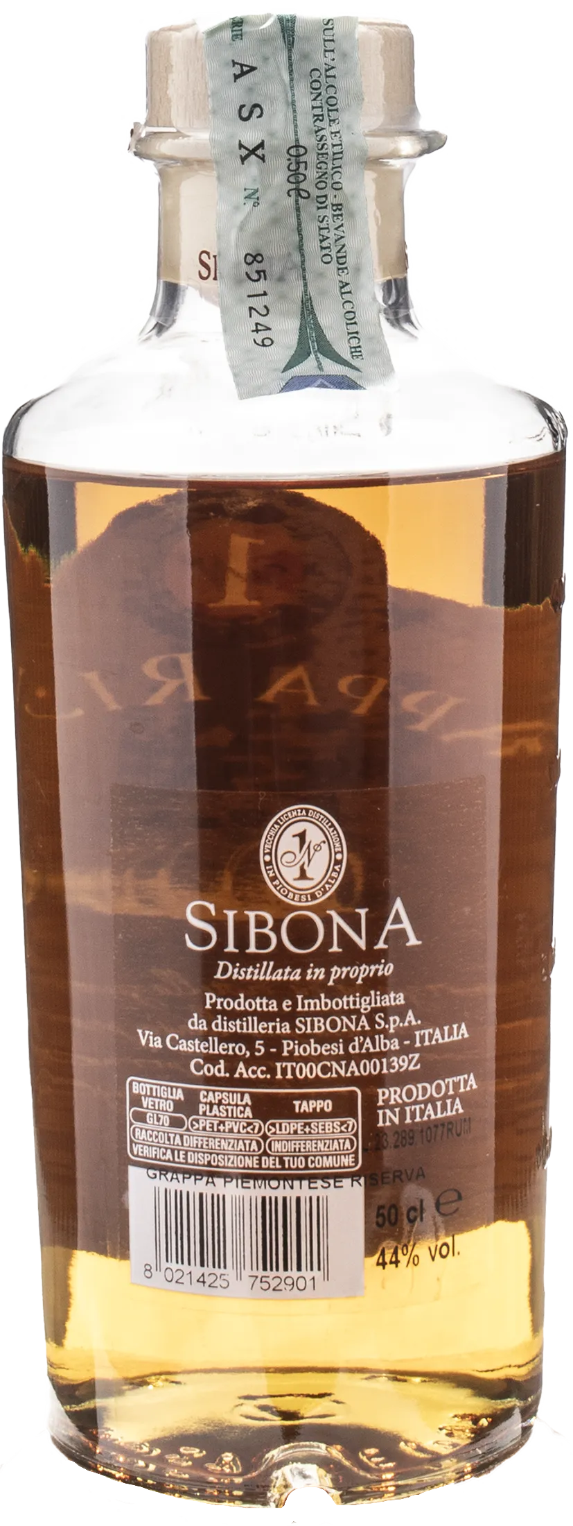Sibona Grappa Riserva Botti da Rum 0.5L