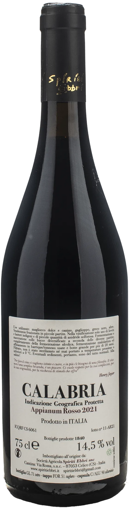 Spiriti Ebbri Calabria Appianum Rosso 2021