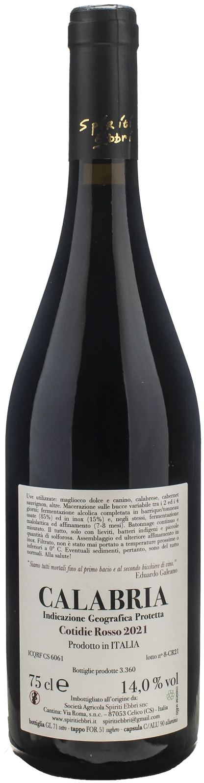 Spiriti Ebbri Calabria Cotidie Rosso 2021