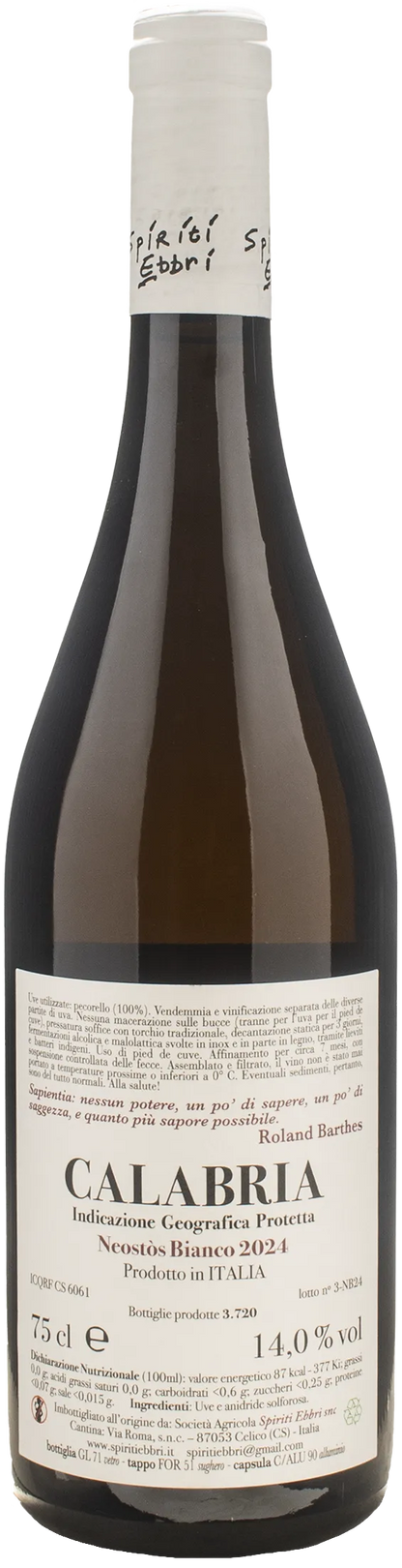 Spiriti Ebbri Calabria Neostos Bianco 2024