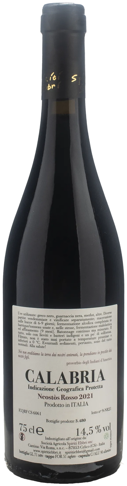 Spiriti Ebbri Calabria Neostos Rosso 2021