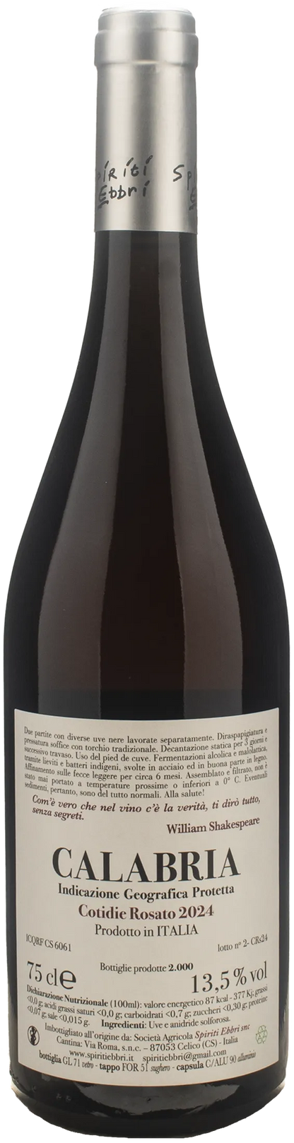 Spiriti Ebbri Cotidie Calabria Rosato 2024