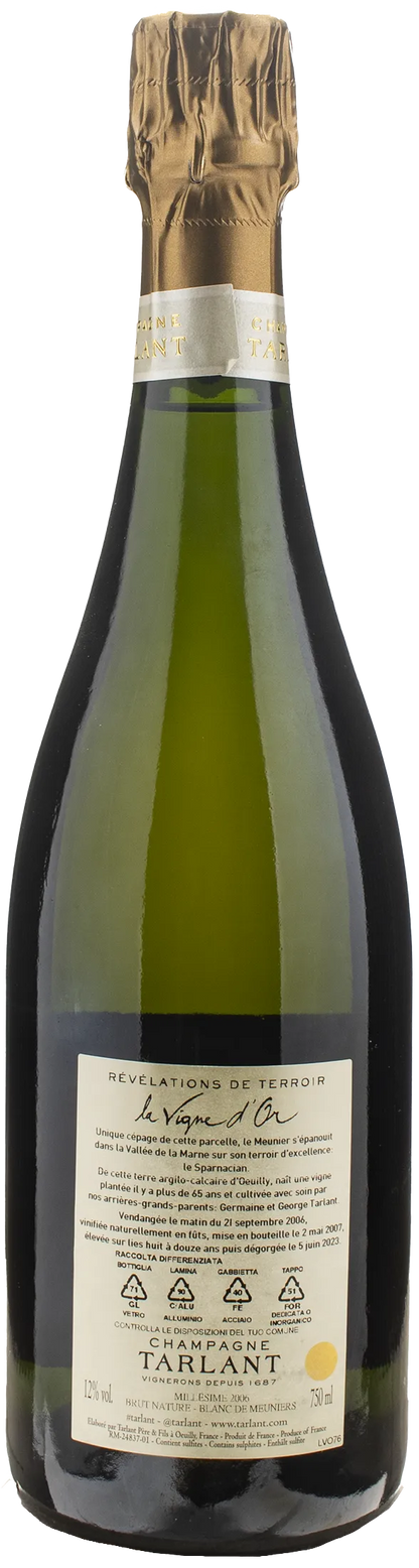 Tarlant Champagne La Vigne d'Or Brut Nature 2006