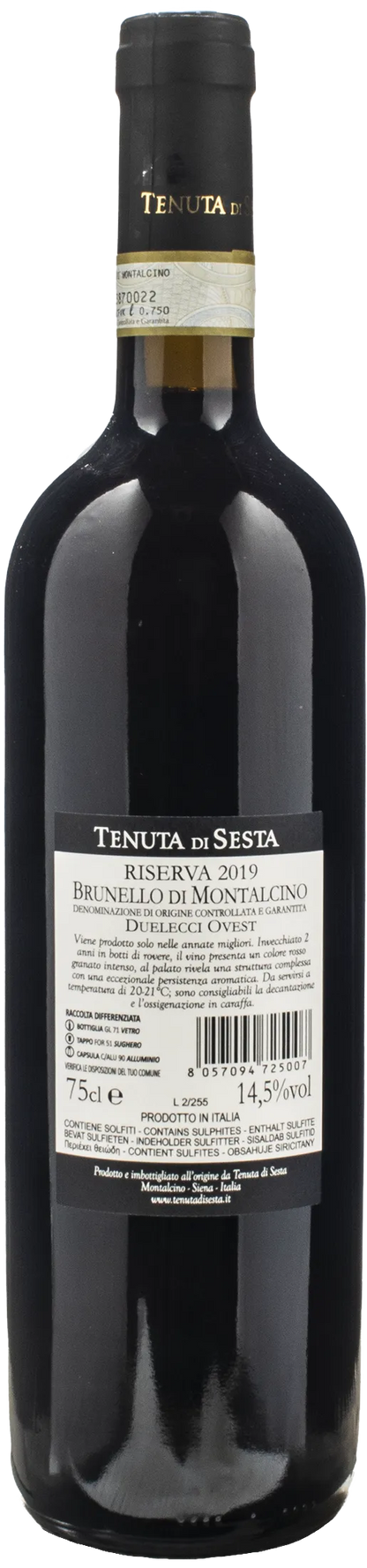 Tenuta di Sesta Brunello di Montalcino Duelecci Ovest Riserva 2019