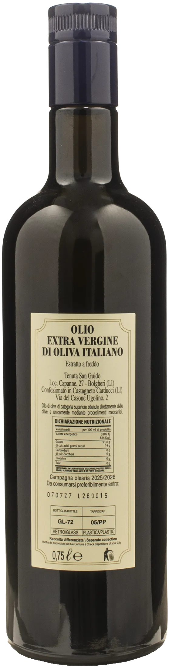 Tenuta San Guido Sassicaia Extra Virgin Olive Oil 0.75L 2025