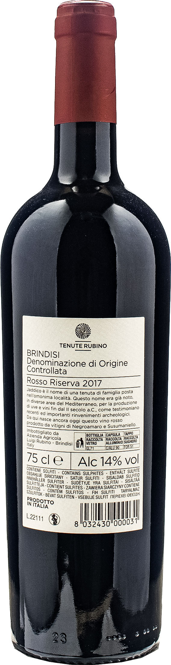 Tenute Rubino Jaddico Rosso Riserva 2017