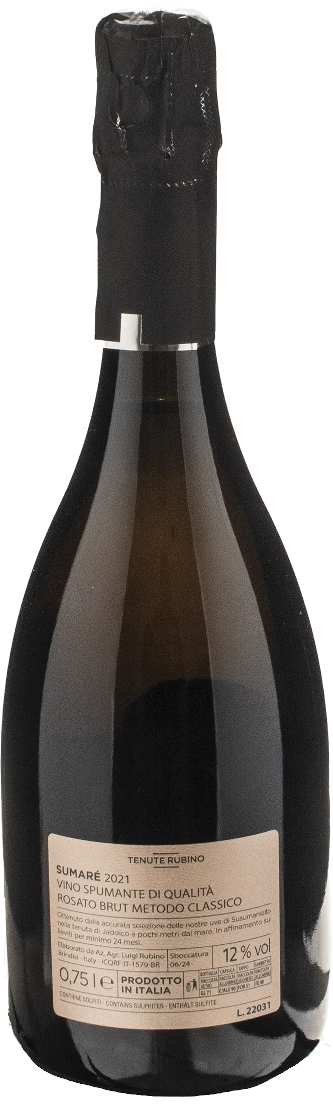Tenute Rubino Susumaniello Metodo Classico Sumarè Rosato Brut 2021