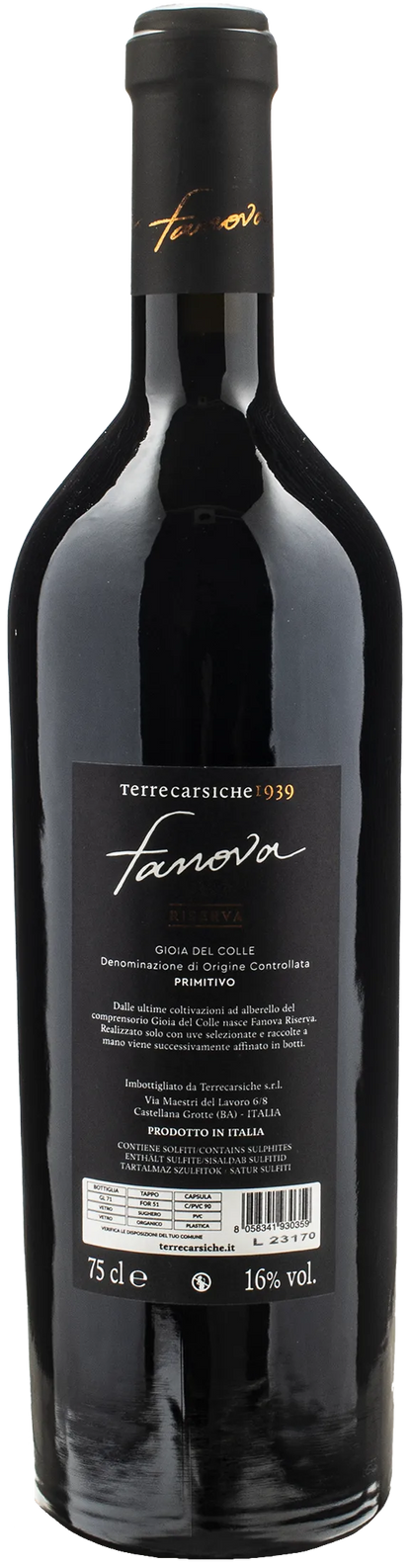 Terrecarsiche1939 Gioia del Colle Primitivo Fanova Riserva 2020