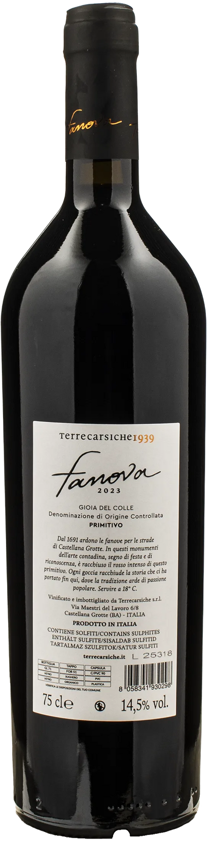 Terrecarsiche1939 Primitivo Gioia del Colle Fanova 2023