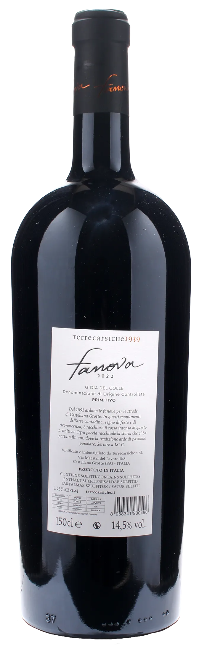 Terrecarsiche1939 Primitivo Gioia del Colle Fanova Magnum 2022