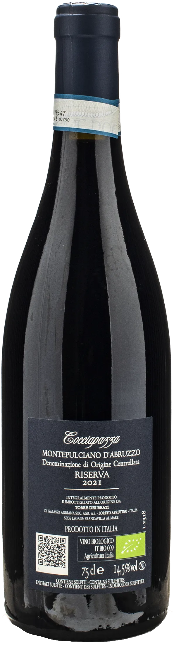 Torre dei Beati Montepulciano Abruzzo Riserva Cocciapazza 2021