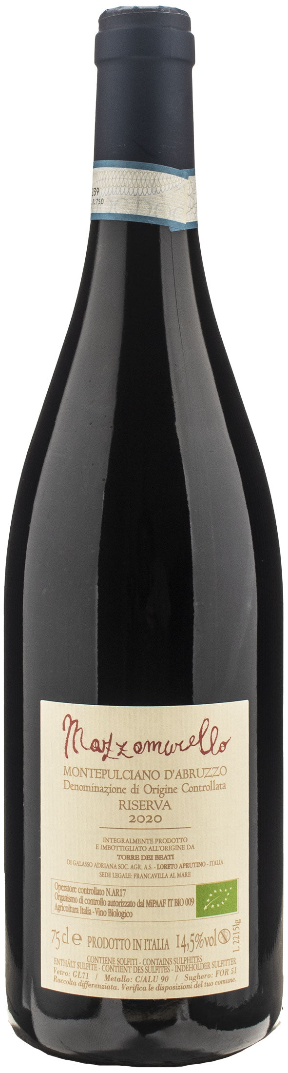 Torre dei Beati Montepulciano d'Abruzzo Mazzamurello Riserva 2020