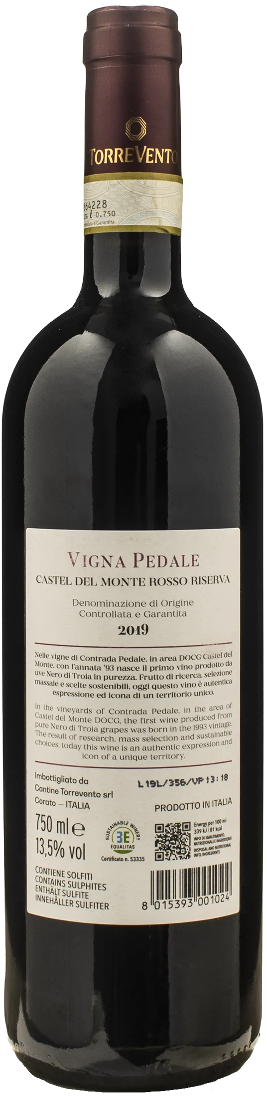 Torrevento Castel del Monte Vigna Pedale Rosso Riserva 2019