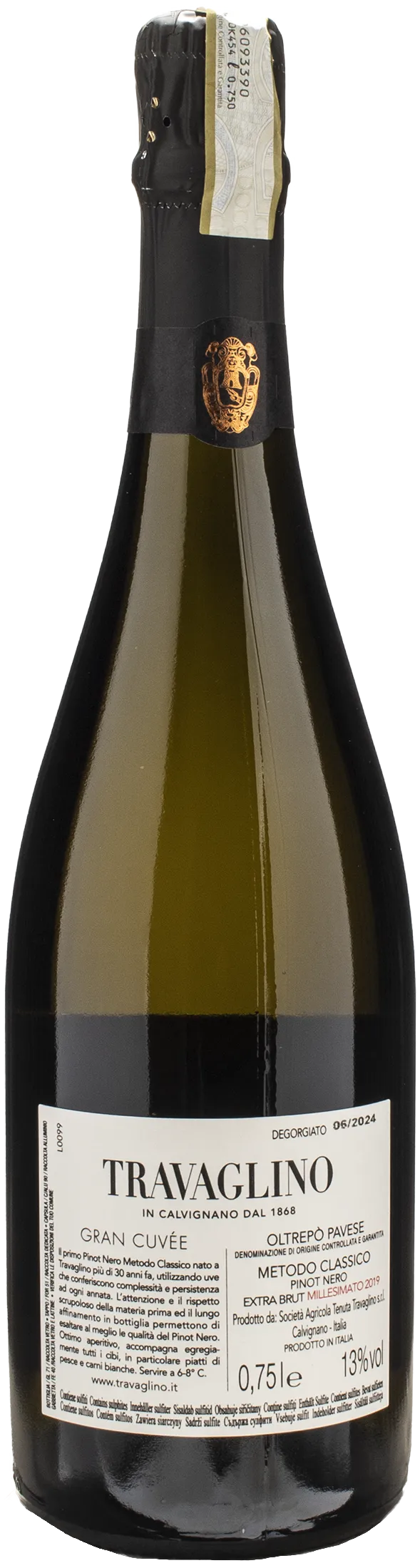 Travaglino Grand Cuvèe Blanc de Noir Extra Brut Millesimato 2019
