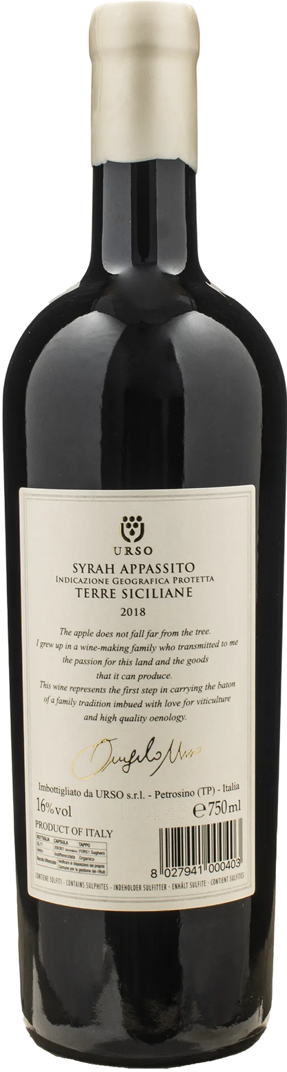 Urso Terre Siciliane Syrah Appassito Passyrah 2018