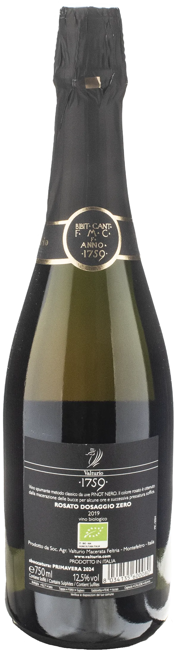 Valturio 1759 Spumante Rosè Metodo Classico Dosaggio Zero 2019