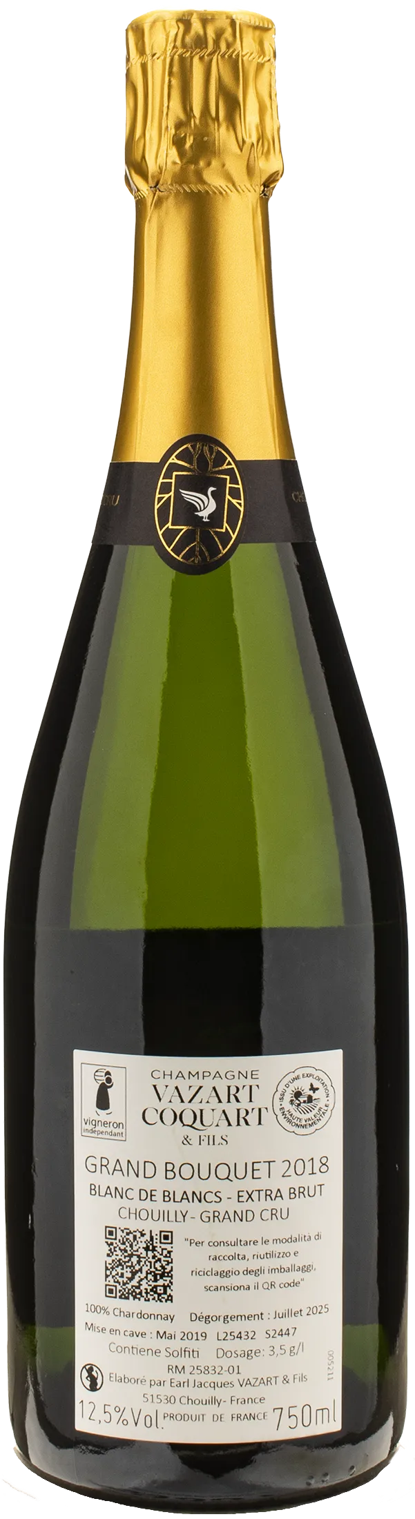 Vazart Coquart Champagne Grand Cru Blanc de Blancs Extra Brut Grand Bouquet Chouilly 2018