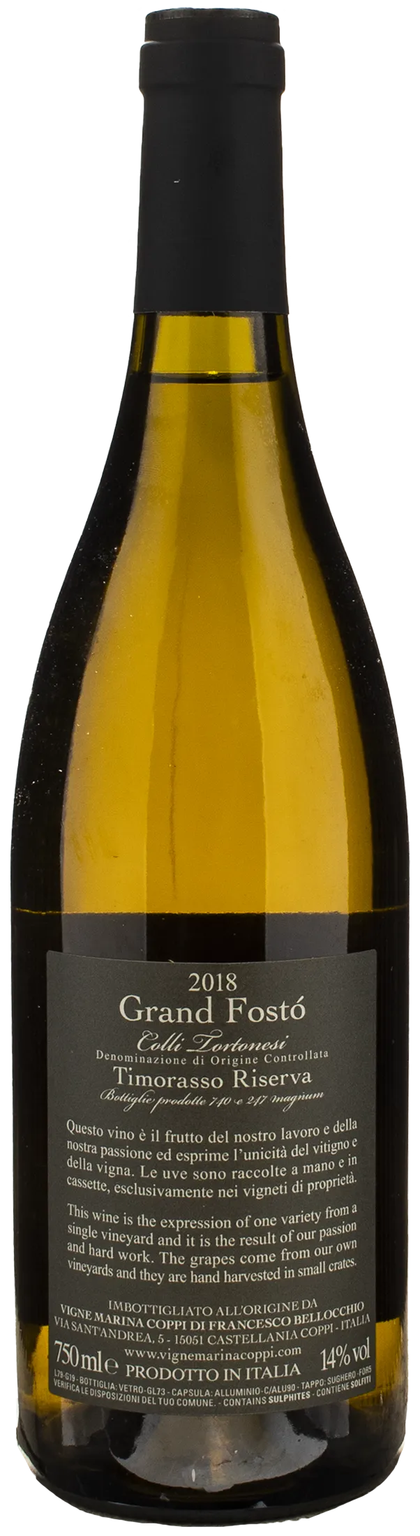 Vigne Marina Coppi Timorasso Grand Fostò Riserva 2018