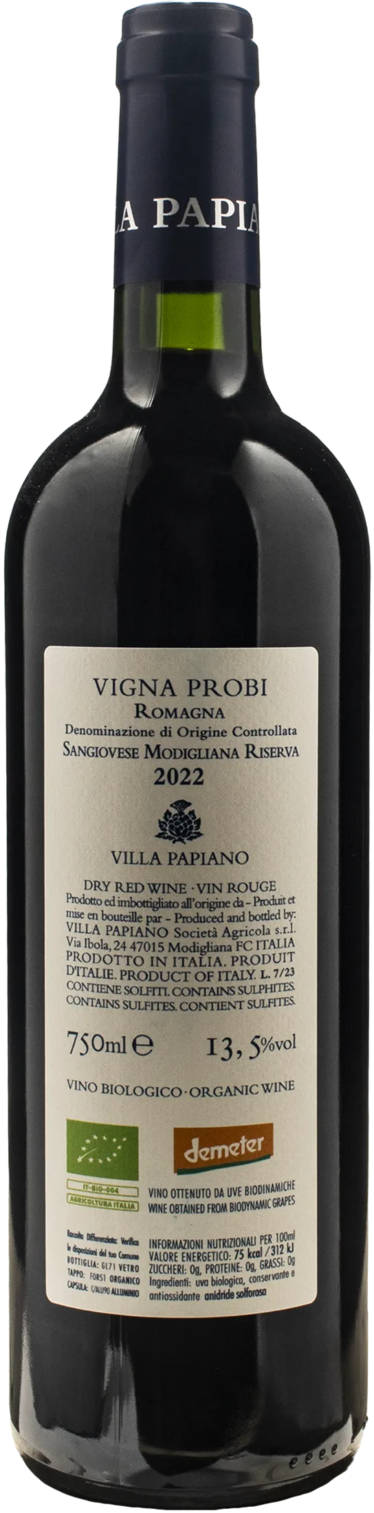 Villa Papiano Romagna Modigliana Riserva Probi di Papiano 2022