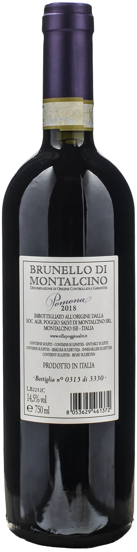 Villa Poggio Salvi Brunello Montalcino Pomona 2018