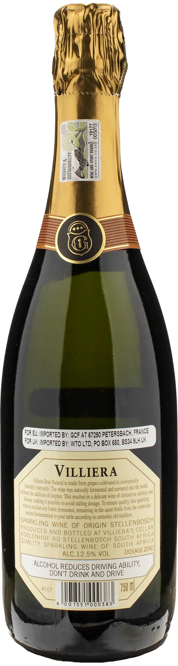 Villiera Wines Cap Classique Brut Natural Chardonnay  2020