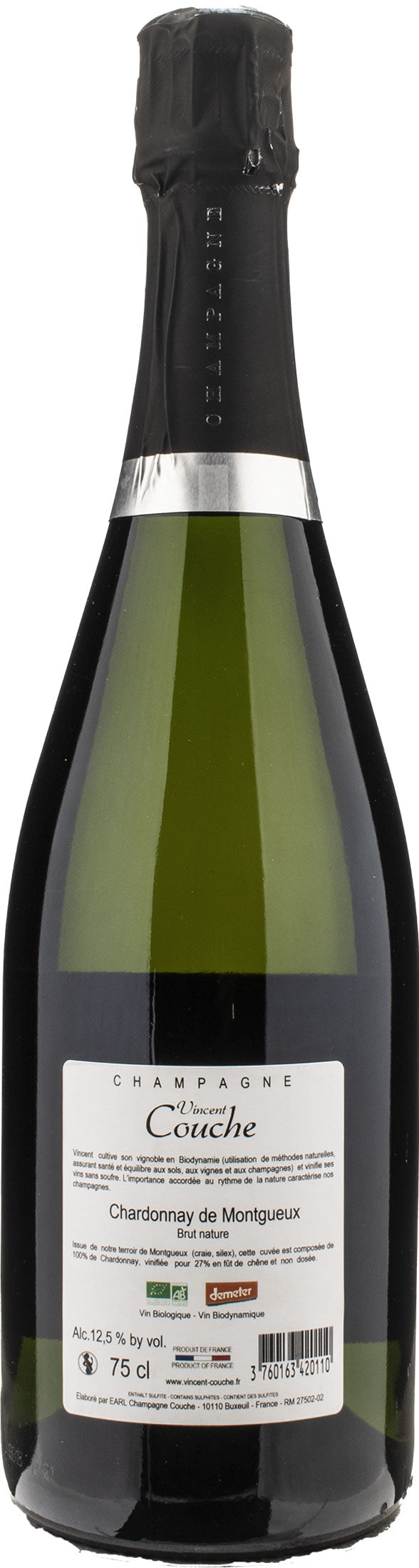 Vincent Couche Champagne Chardonnay de Montgueux Brut Nature Bio