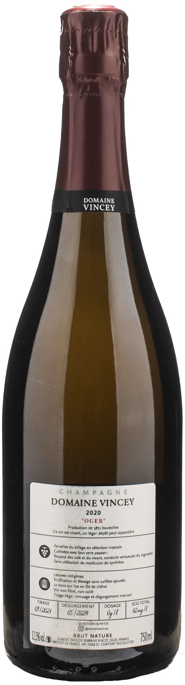 Vincey Champagne Grand Cru Oger Chardonnay Brut Nature 2020