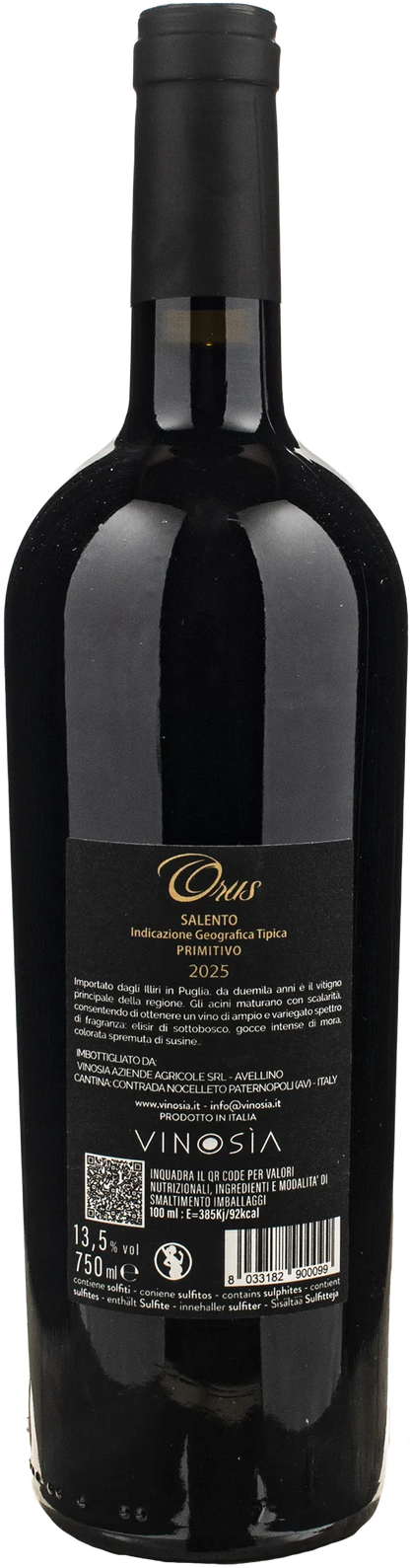 Vinosia Primitivo del Salento Orus 2025