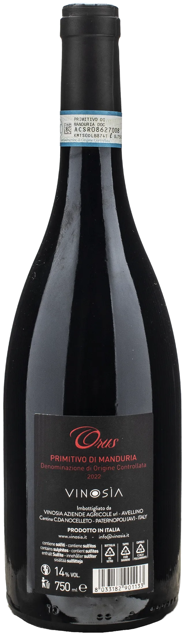 Vinosia Primitivo di Manduria Orus 2022