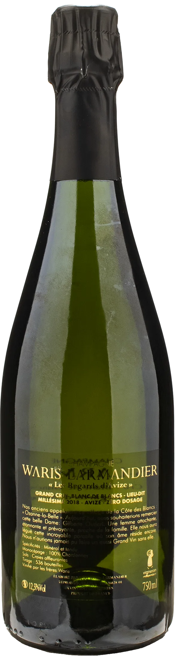 Waris Larmandier Champagne Grand Cru Blanc de Blancs Avize Les Regards d'Avize Zero Dosage 2018