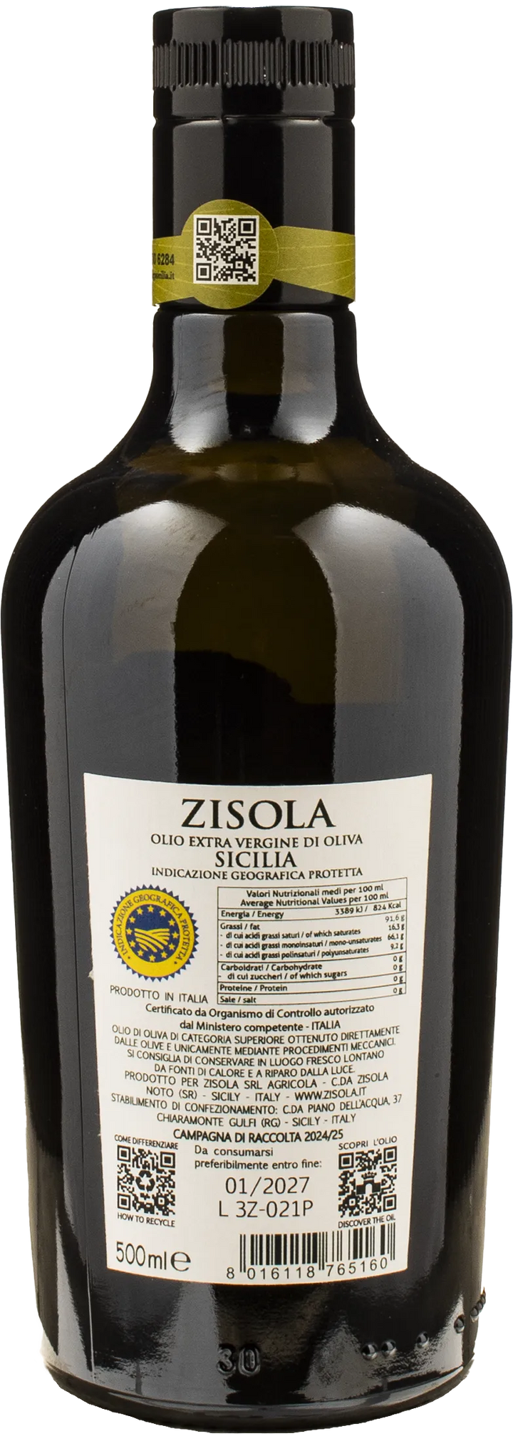 Zisola Olio Extra Vergine d'Oliva Sicilia 0.5L 2024